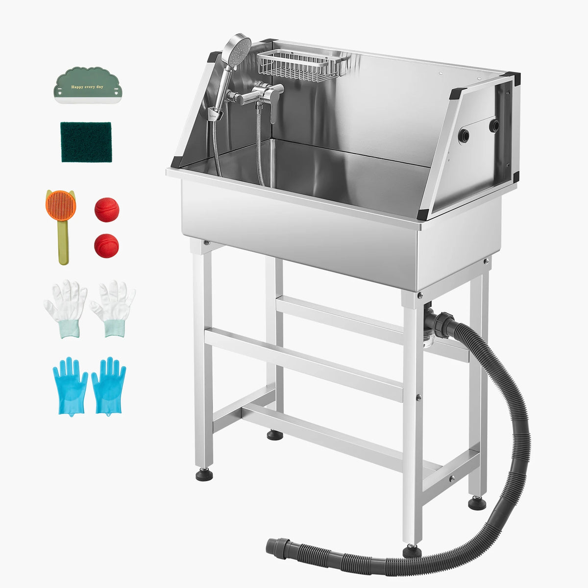 Stainless Steel Dog Washing Station With Hot Cold Faucet Showerhead