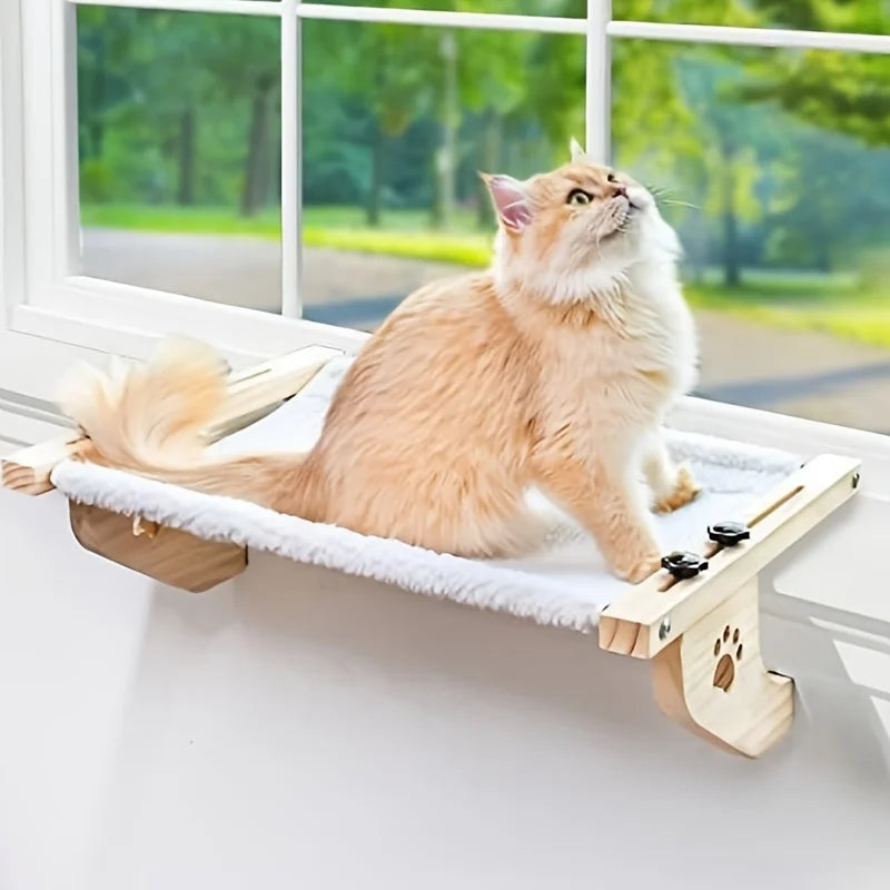 CZBNYXCN Cat Window Hammock With Pine Wood Frame
