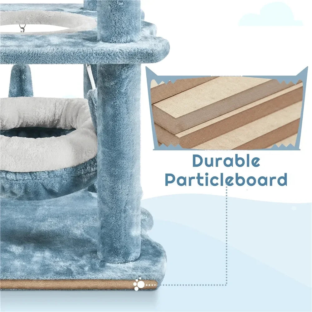 Ocean Themed Cat Tree Multilevel Tower With Condo And Hammock