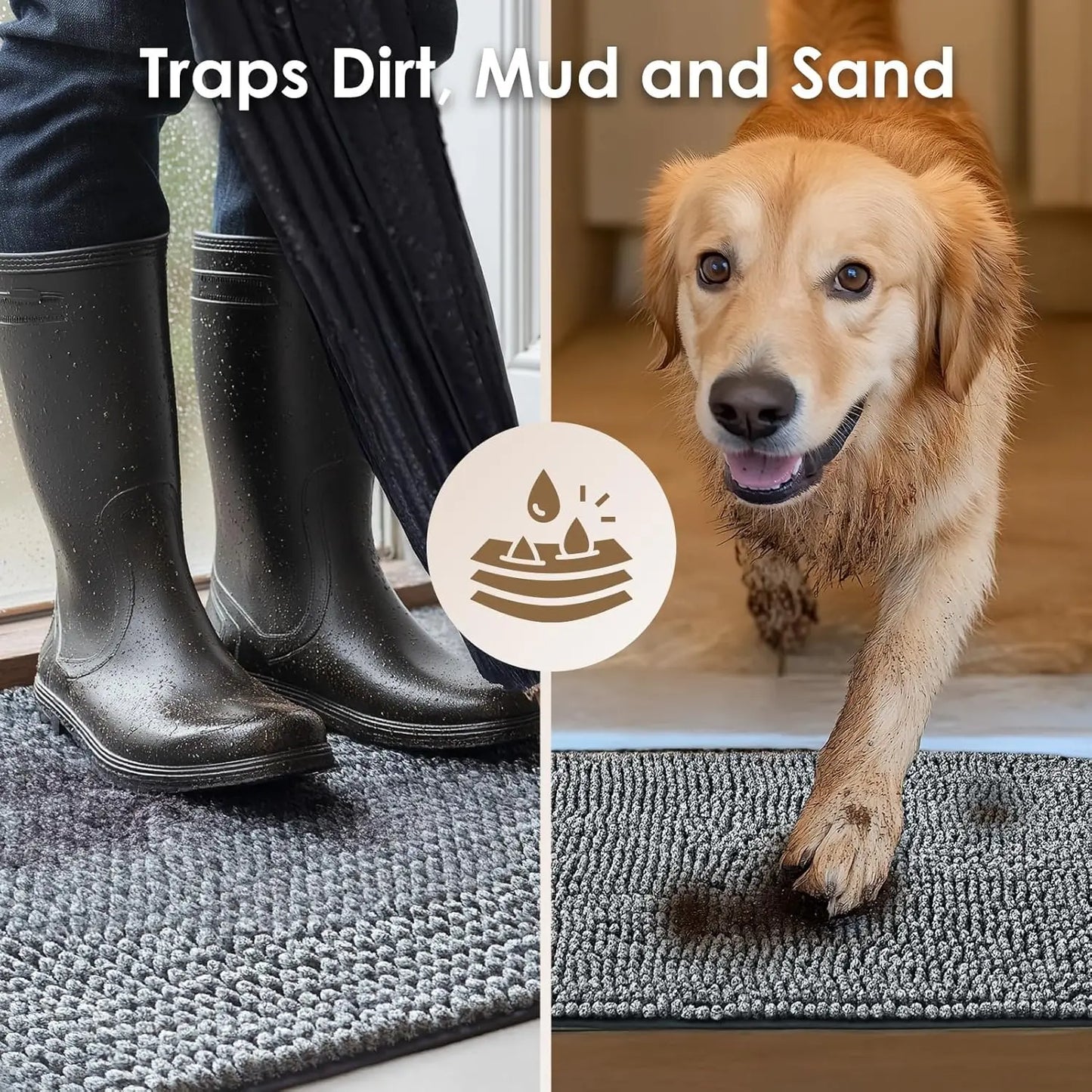 Super Absorbent Dog Door Mat Non Slip Indoor Outdoor Entryway