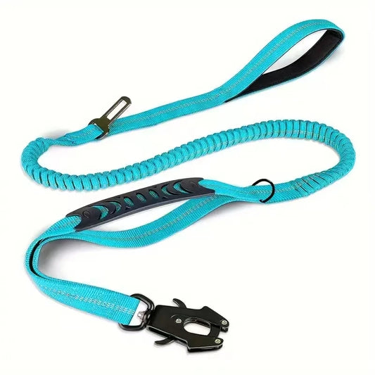 Reflective Shock Absorbing Pet Leash With Seatbelt For Large Dogs