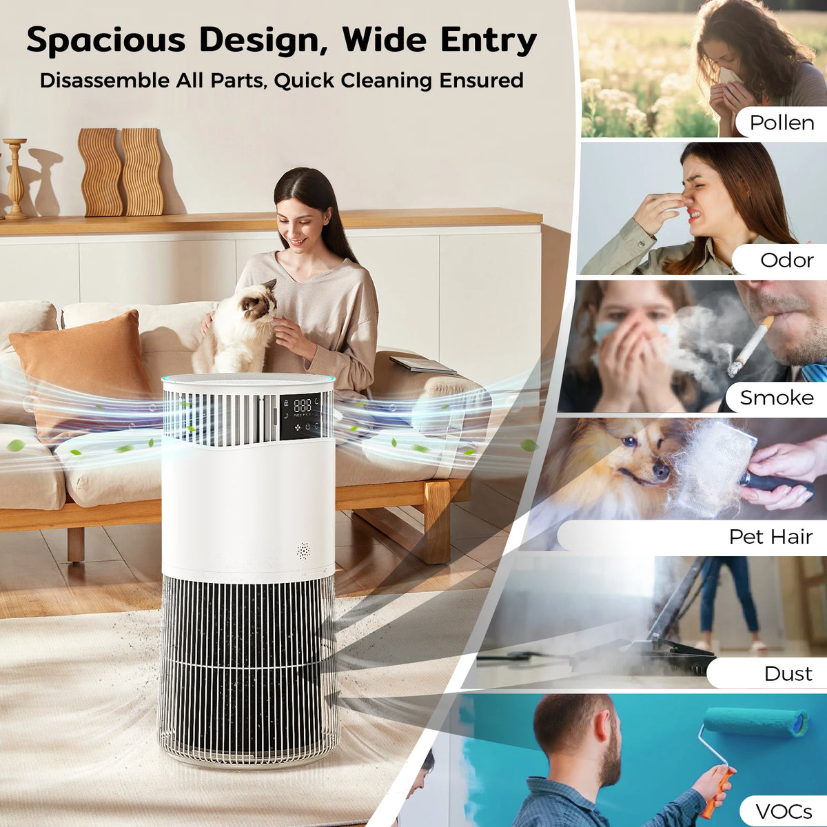 P2 Air Purifier for Pet Allergies with H13 Filter CADR