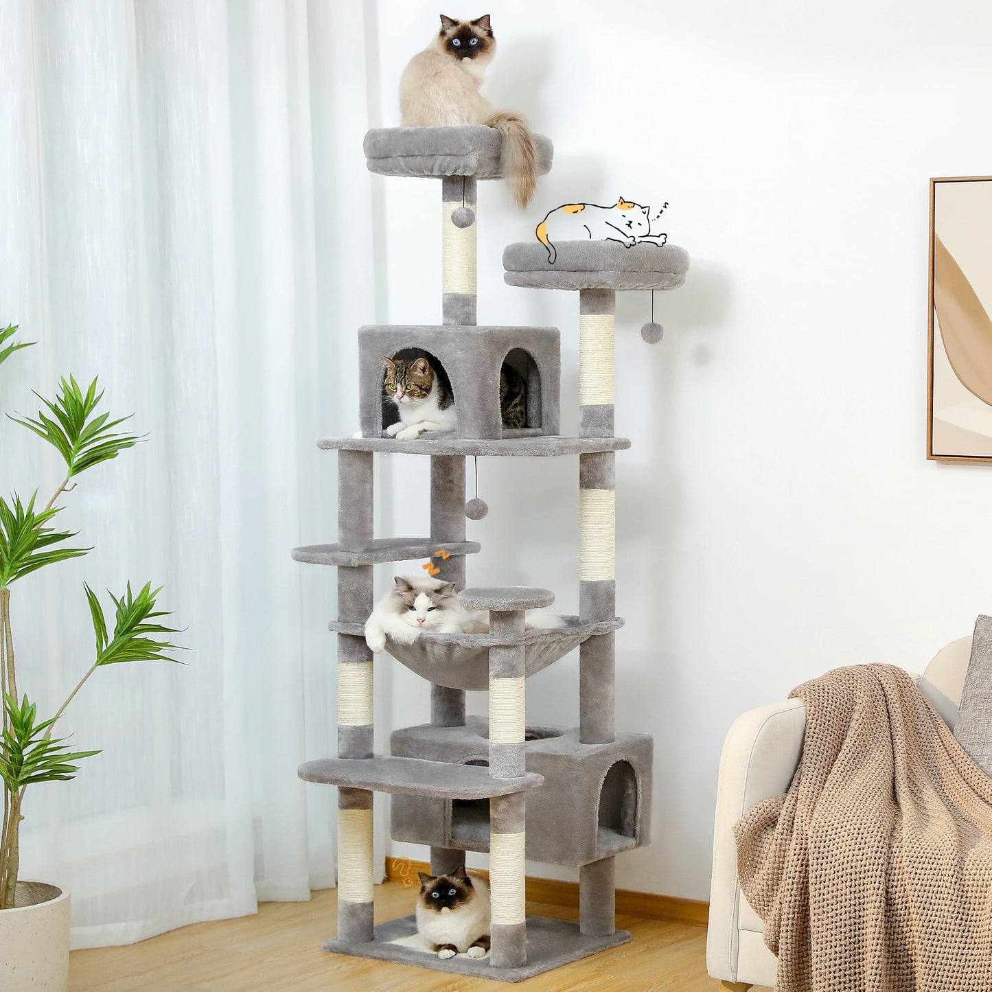 PAWZ Road Indoor Cat Tree Tower With Sisal Scratching Posts