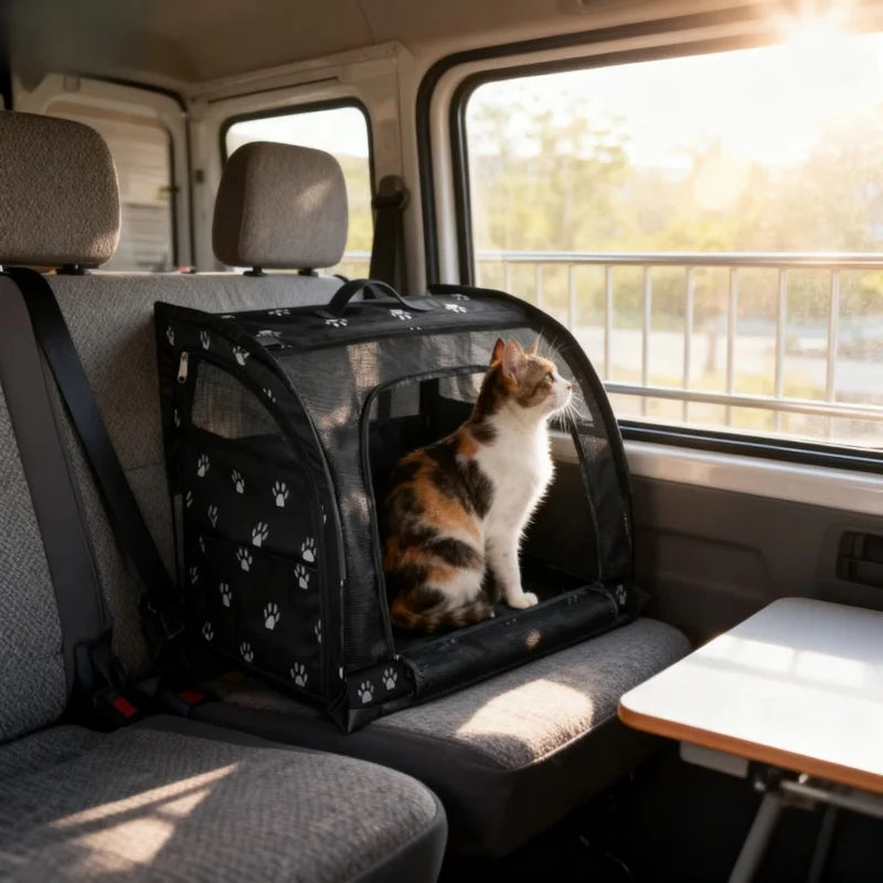 Back Seat Car Pet Barrier Fence Breathable Travel Cage For Dogs And Cats