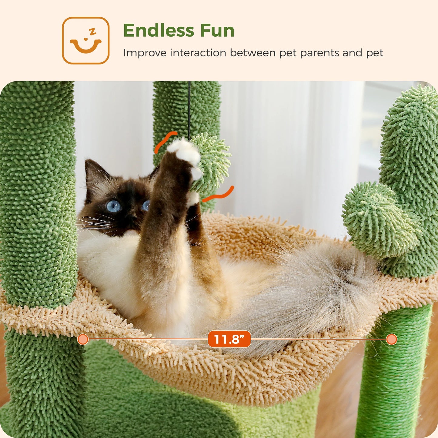 PEQULTICN 4-In-1 Cactus Cat Tree For Indoor Cats And Toys