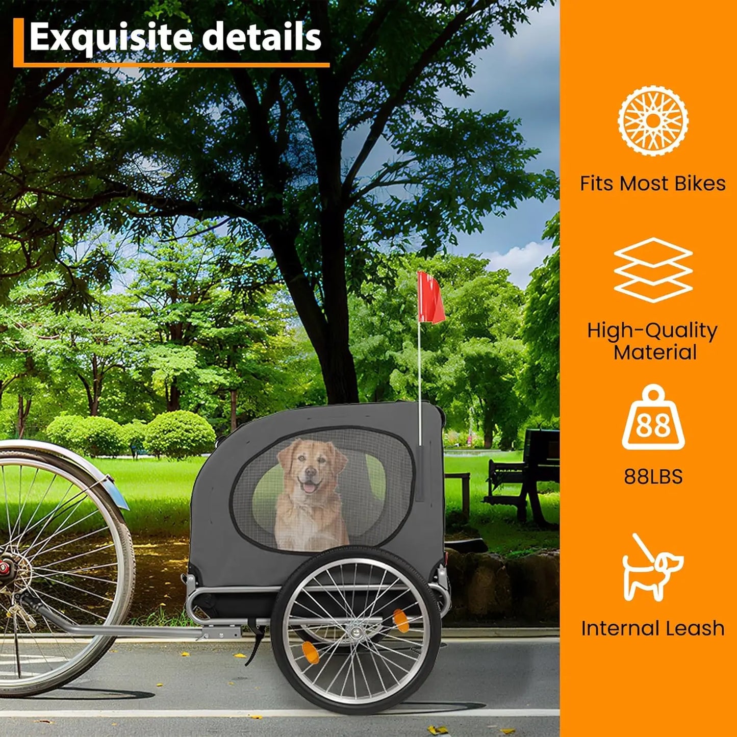 HiMISS Steel Dog Bike Trailer With Universal Coupler Folding Carrier