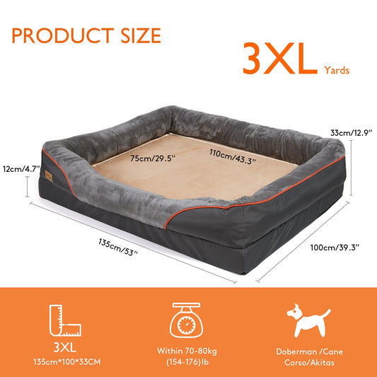BINGOPAWCN Orthopedic Memory Foam Dog Bed With Waterproof Bolstered Sofa Cushion