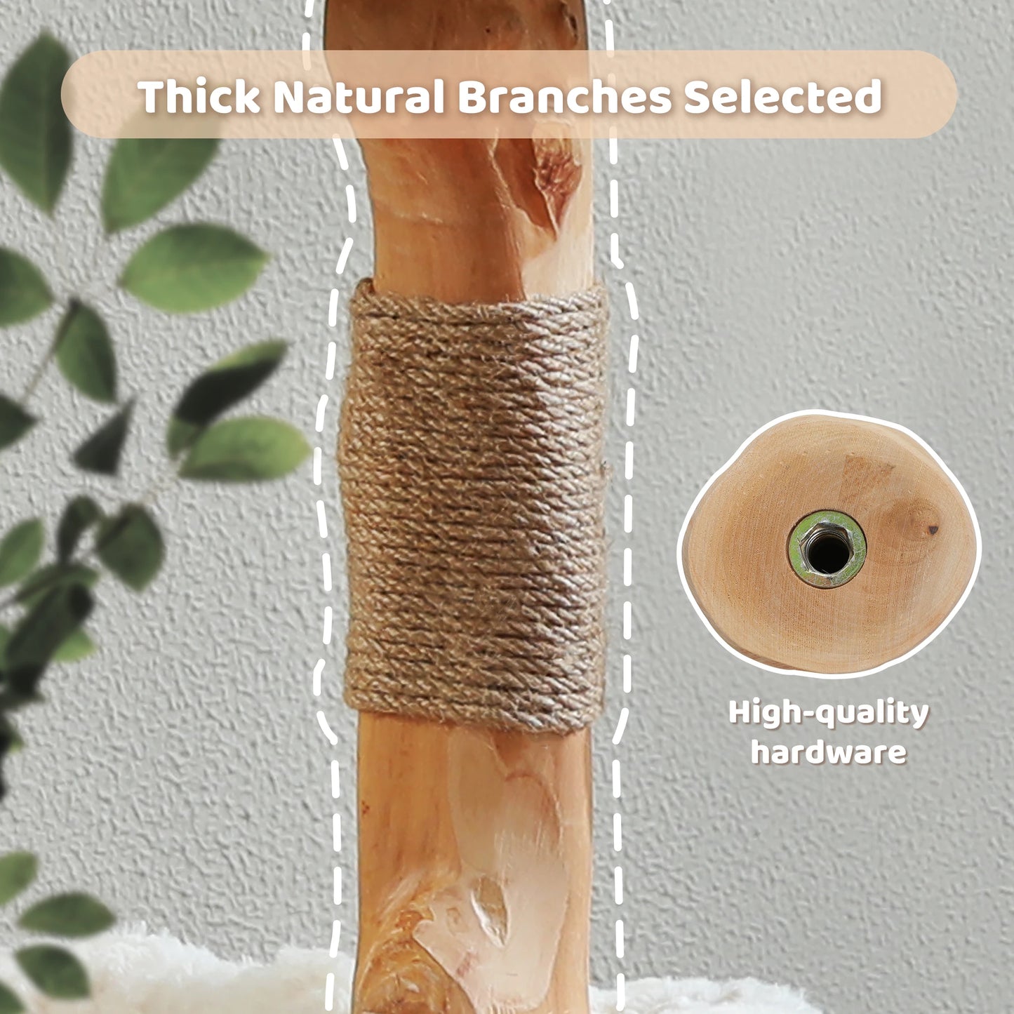 PEQULTI Solid Wood Cat Tree Tower With Condo And Perches