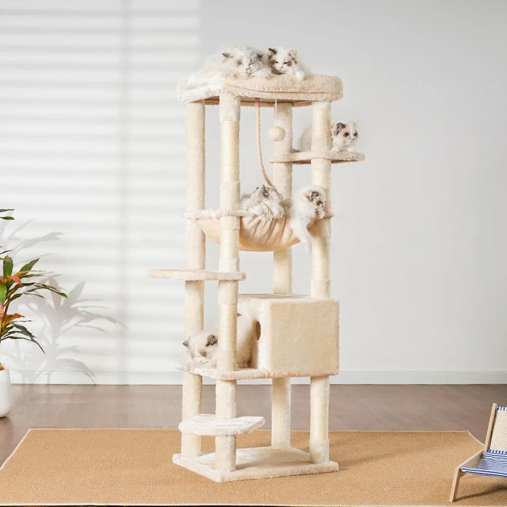 Heavy Duty Cat Tree Multi-Level Indoor Condo With Plush