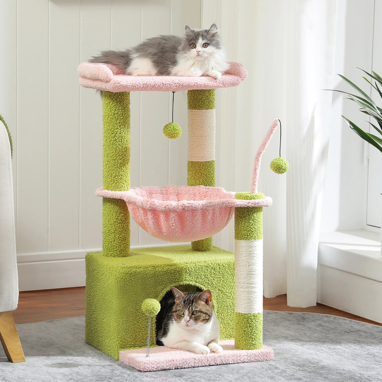 PEQULTICN 4-In-1 Cactus Cat Tree For Indoor Cats And Toys