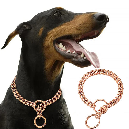 Stainless Steel Chain Collar For Dogs Cuban Link Training