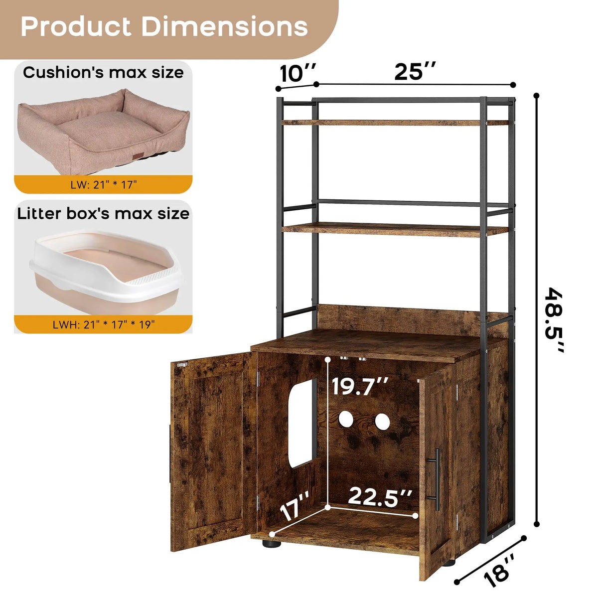 HiMISSCN Cat Litter Box Enclosure With Odor Control And Storage