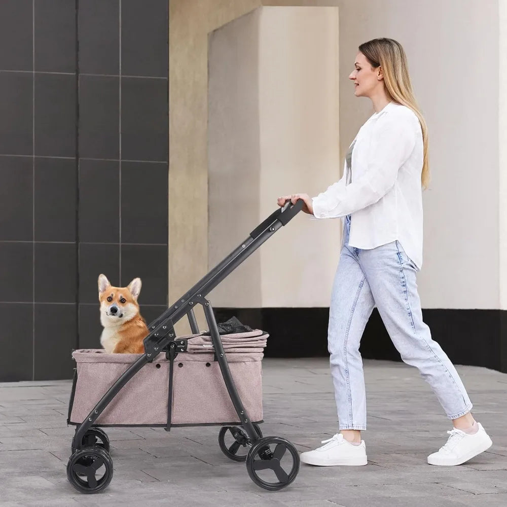 RBXC All-Terrain Dog Stroller for Large Dogs with Four Wheels