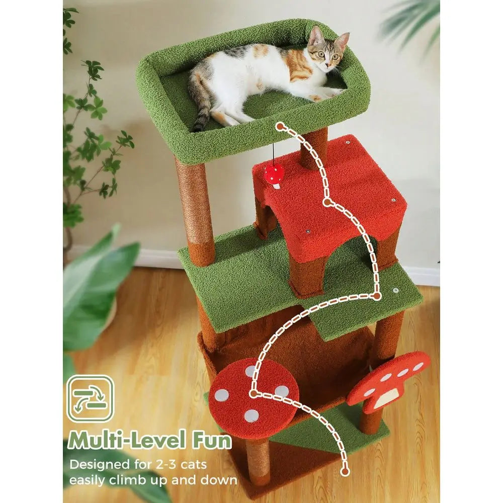 Cat Tree For Indoor Cats Multi Level Tower With Hammock