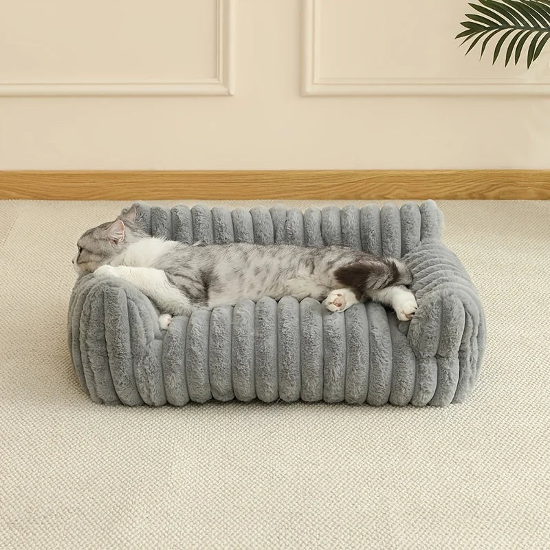 Viral Striped Pet Sofa Bed Non Slip Cushion Warm For Cats And Dogs