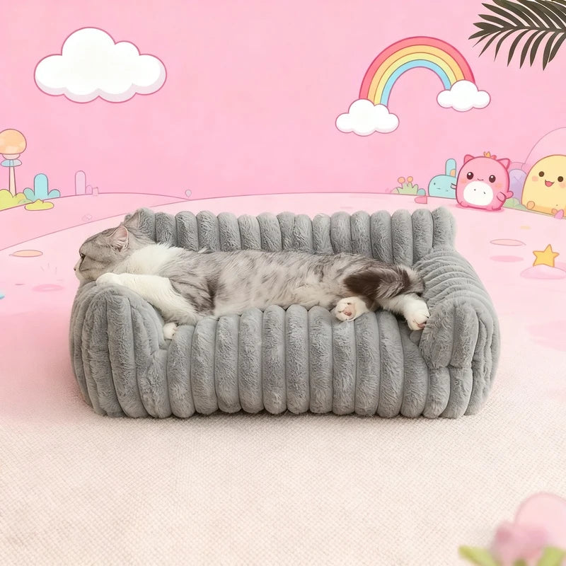Viral Striped Pet Sofa Bed Non Slip Cushion Warm For Cats And Dogs