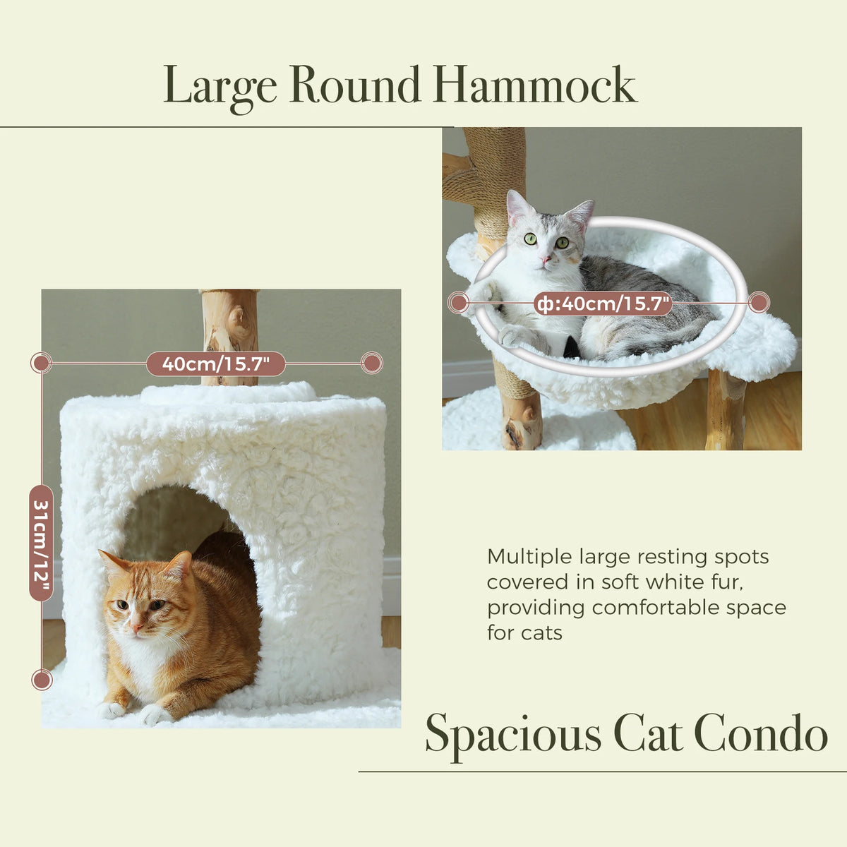 PEQULTI Solid Wood Cat Tree Tower With Condo And Perches
