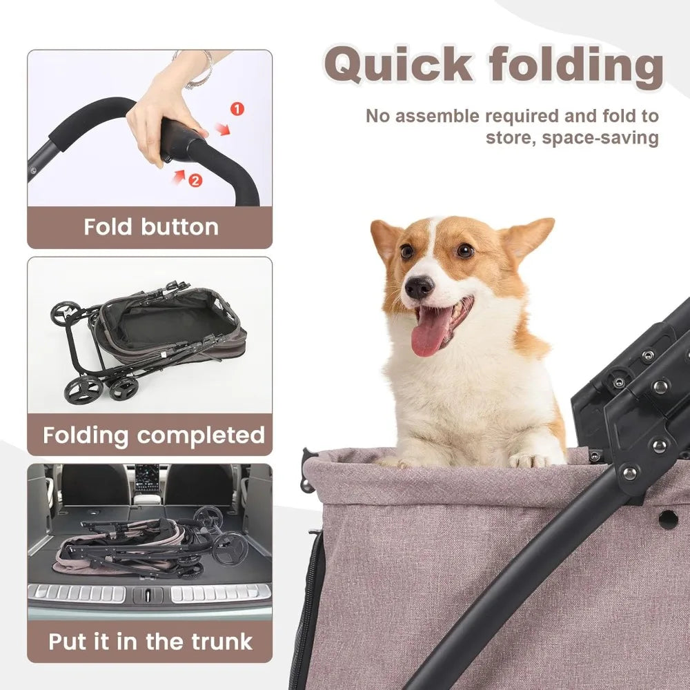 RBXC All-Terrain Dog Stroller for Large Dogs with Four Wheels