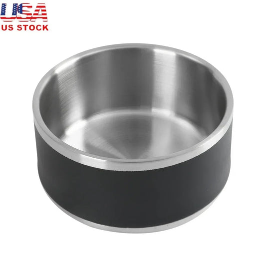 Double Wall Stainless Steel Dog Feeding Bowl Non Skid