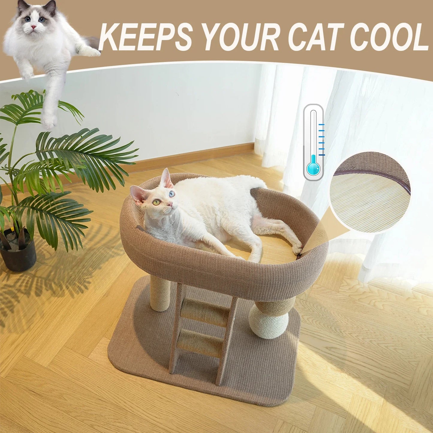 NONECN Cat Scratching Post Tree With Sisal And Plush Bed