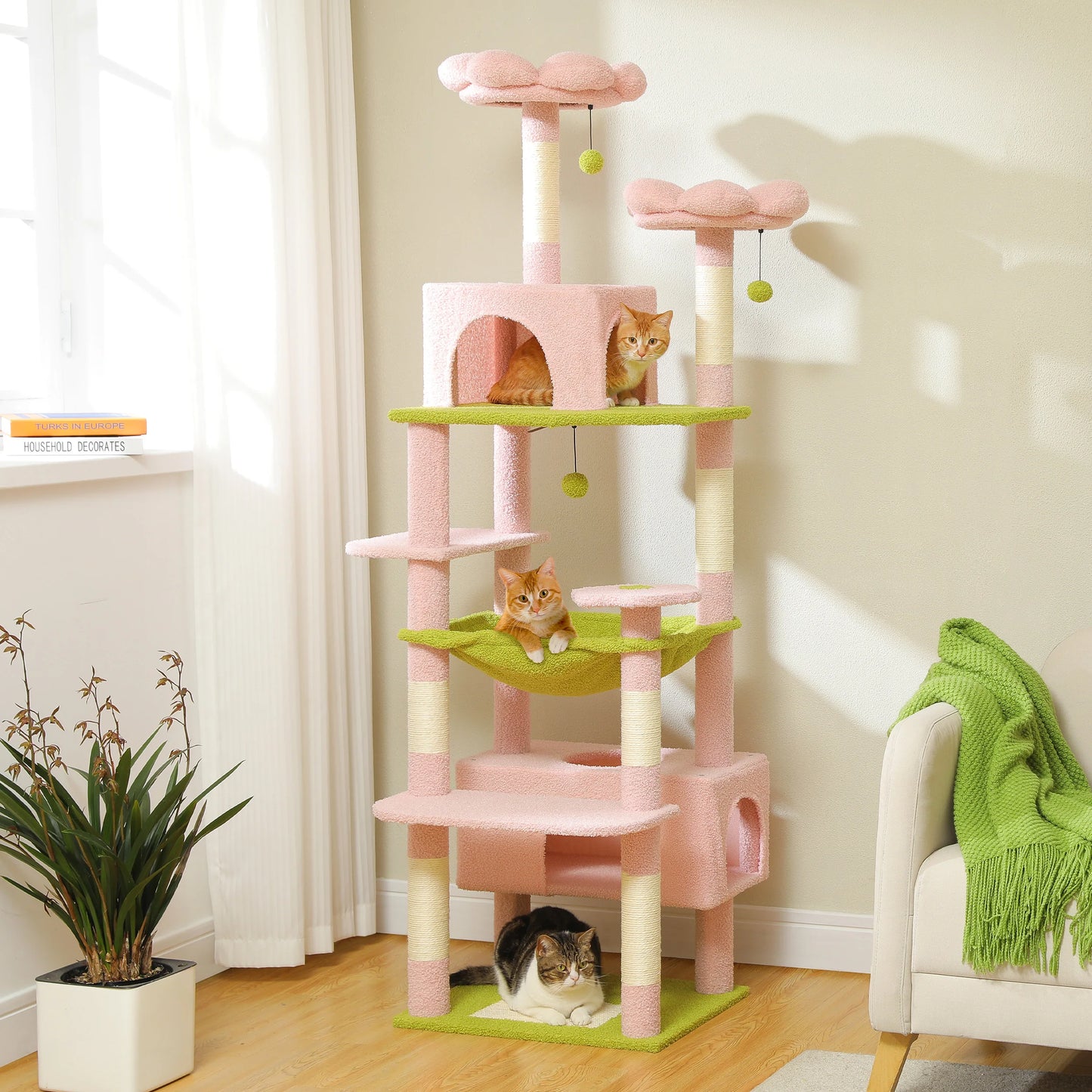 PEQULTI Multi Level Cat Tree Tower With Scratching Posts Hammock And Condo