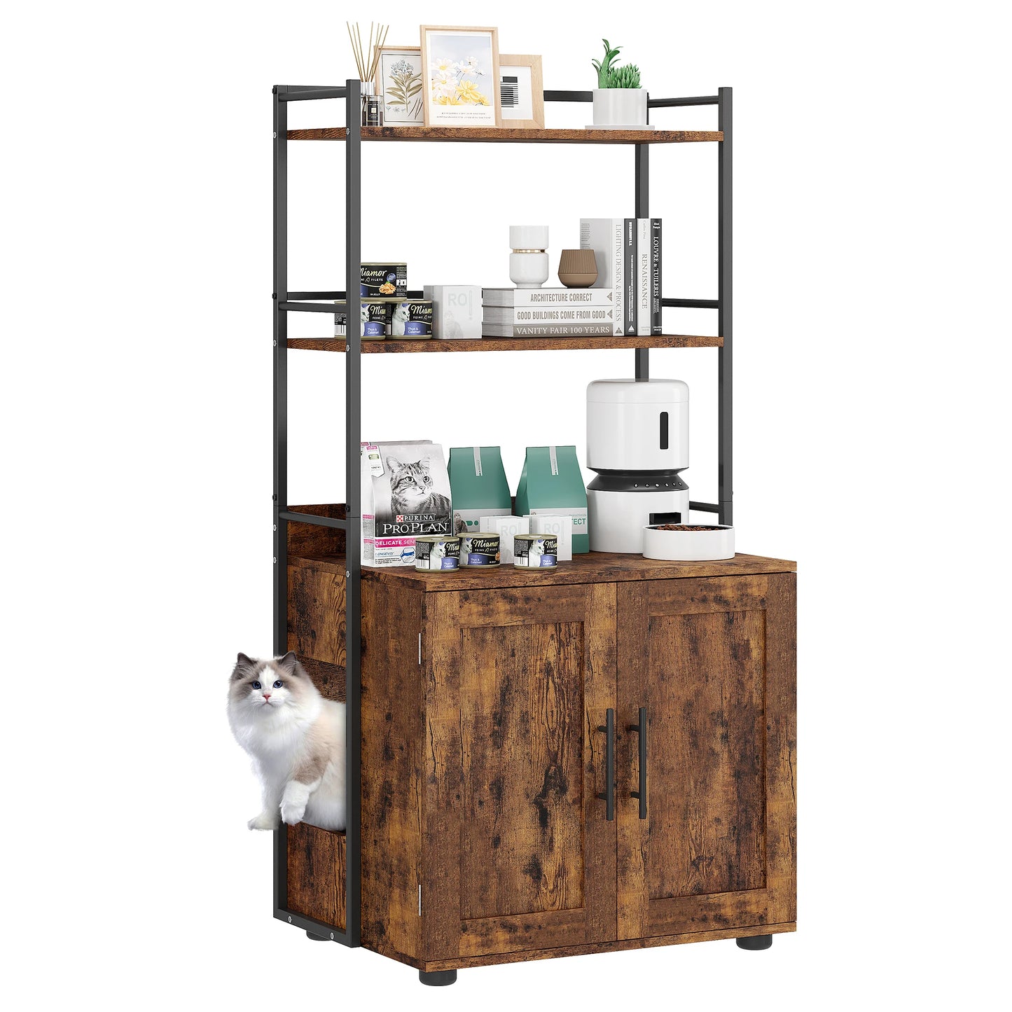 HiMISSCN Cat Litter Box Enclosure With Odor Control And Storage