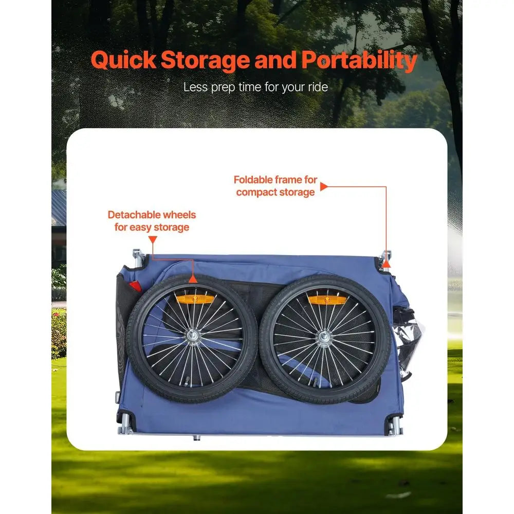 Pet Bicycle Trailer 100 Lb Capacity With Quick Release Wheels