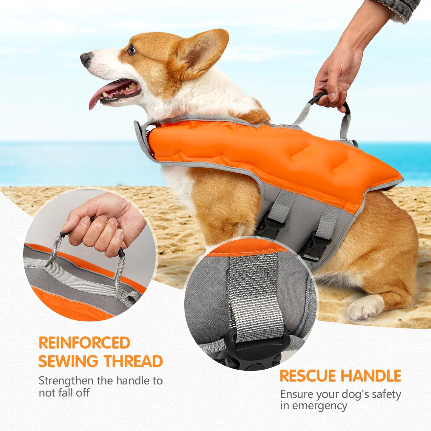GLORIOUS KEK Dog Life Vest Inflatable Super Buoyancy For Beach And Pool