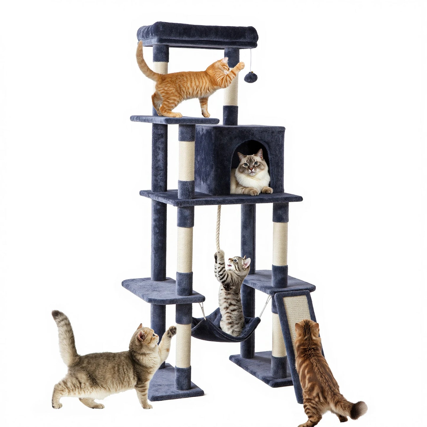JHK Cat Tree Tall Multi Cat Climbing Tower Sisal Posts