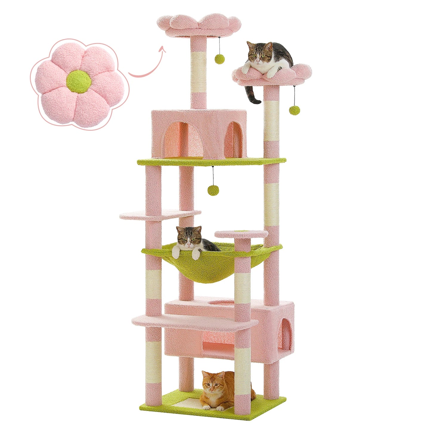 PEQULTI Multi Level Cat Tree Tower With Scratching Posts Hammock And Condo