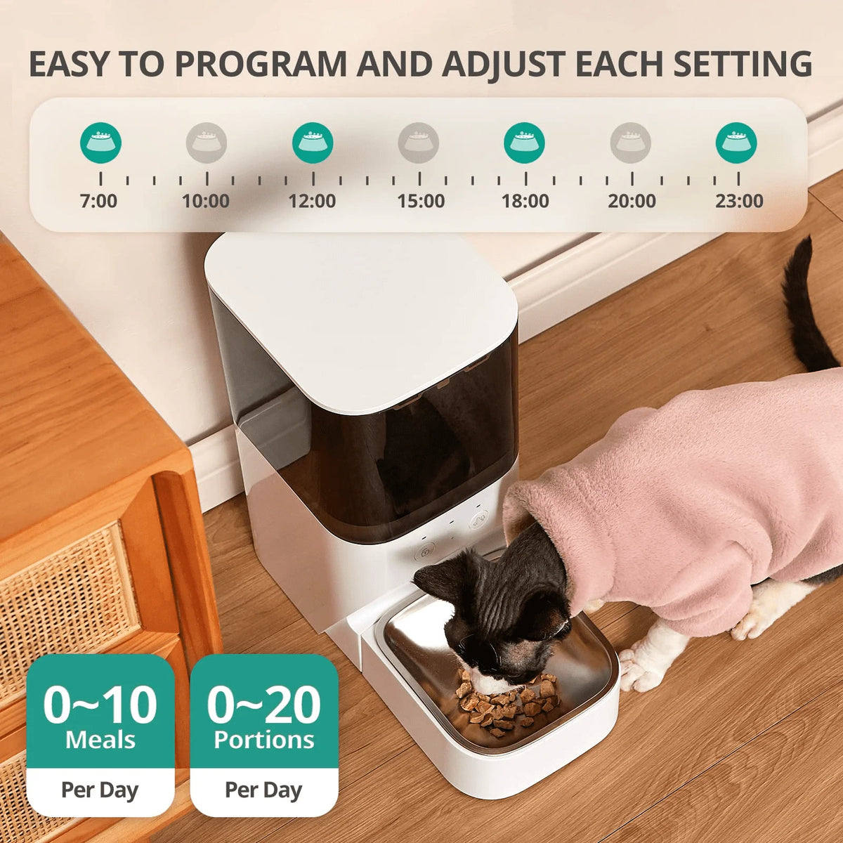 Smart Automatic Pet Feeder With Custom Schedule And Voice Recorder