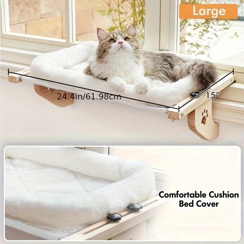 CZBNYXCN Cat Window Hammock With Pine Wood Frame