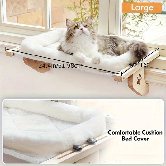 CZBNYXCN Cat Window Hammock With Pine Wood Frame