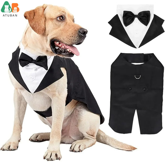ATUBAN Dog Tuxedo Costume for Large Breeds Detachable Wedding Attire