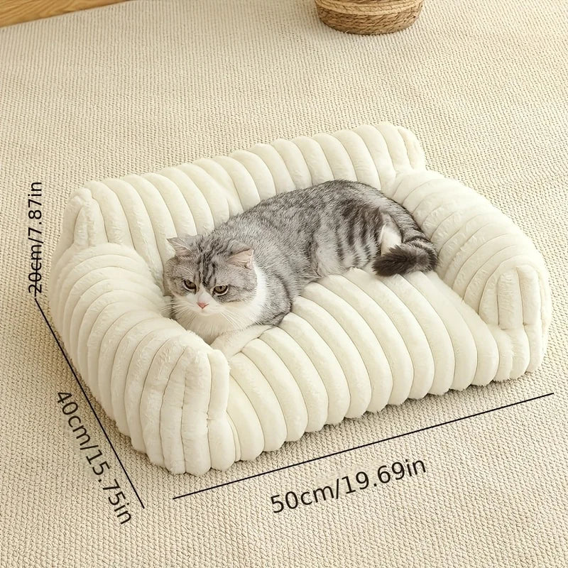 Viral Striped Pet Sofa Bed Non Slip Cushion Warm For Cats And Dogs