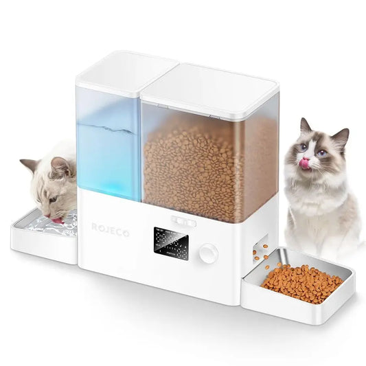 Automatic Cat Feeder And Water Dispenser 2-In-1 Stainless Steel Bowls