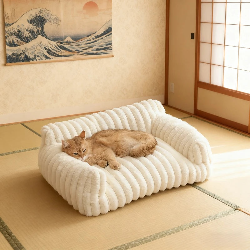 Viral Striped Pet Sofa Bed Non Slip Cushion Warm For Cats And Dogs