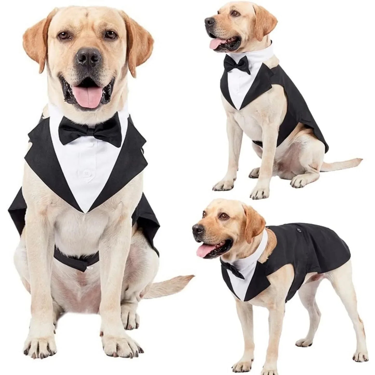 ATUBAN Dog Tuxedo Costume for Large Breeds Detachable Wedding Attire