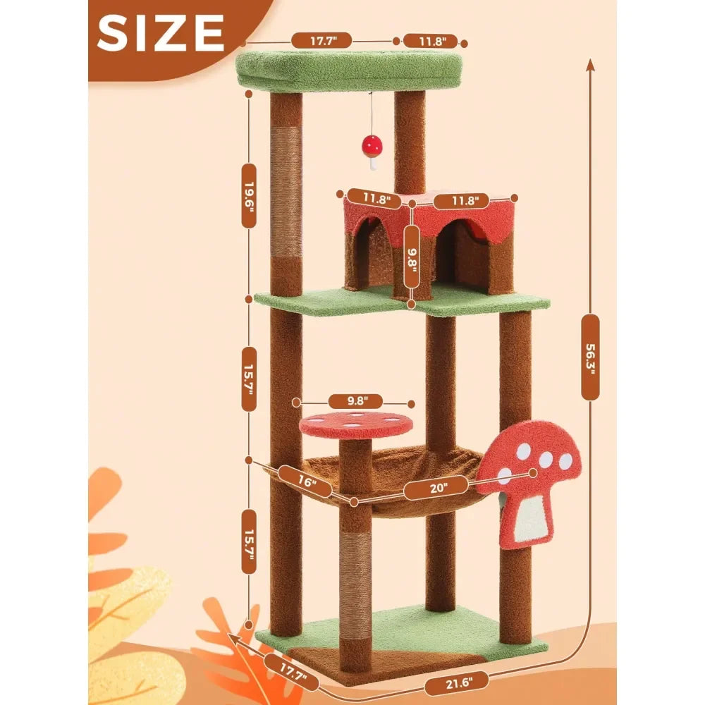 Cat Tree For Indoor Cats Multi Level Tower With Hammock