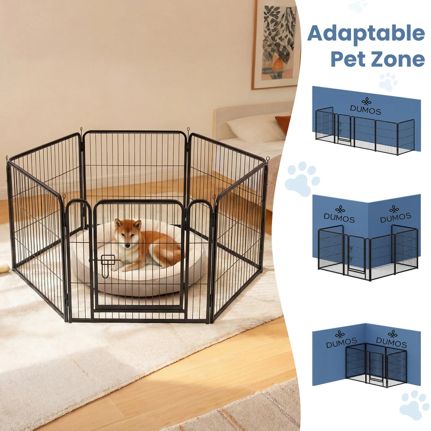 JHK 6 Panels Metal Dog Playpen Foldable Indoor Outdoor Fence