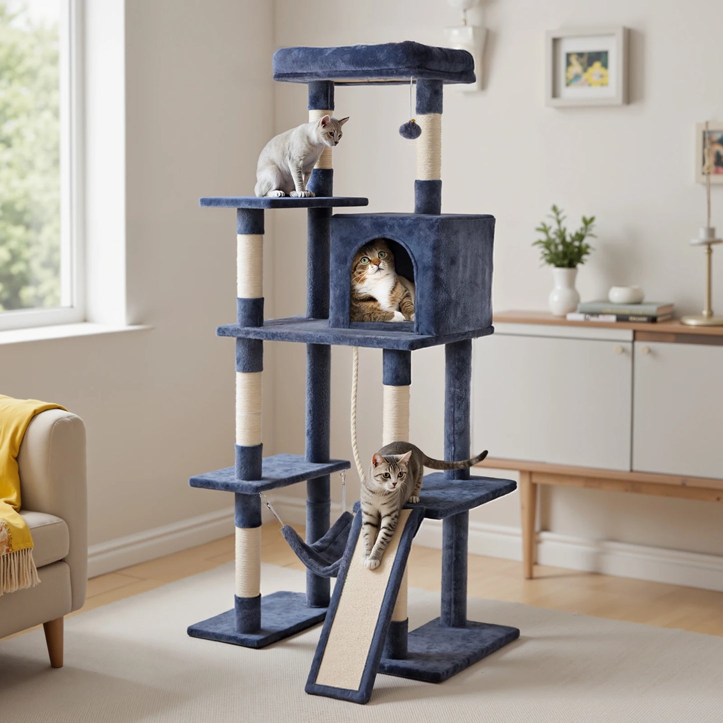 JHK Cat Tree Tall Multi Cat Climbing Tower Sisal Posts