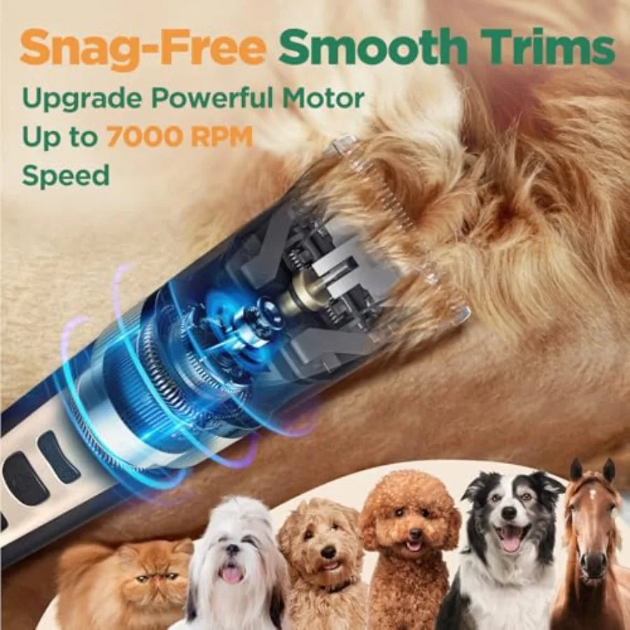 Cordless 4-Speed Dog Clippers Kit With Stainless Steel Scissors