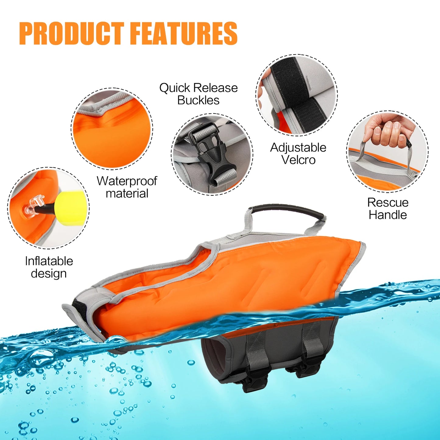 GLORIOUS KEK Dog Life Vest Inflatable Super Buoyancy For Beach And Pool