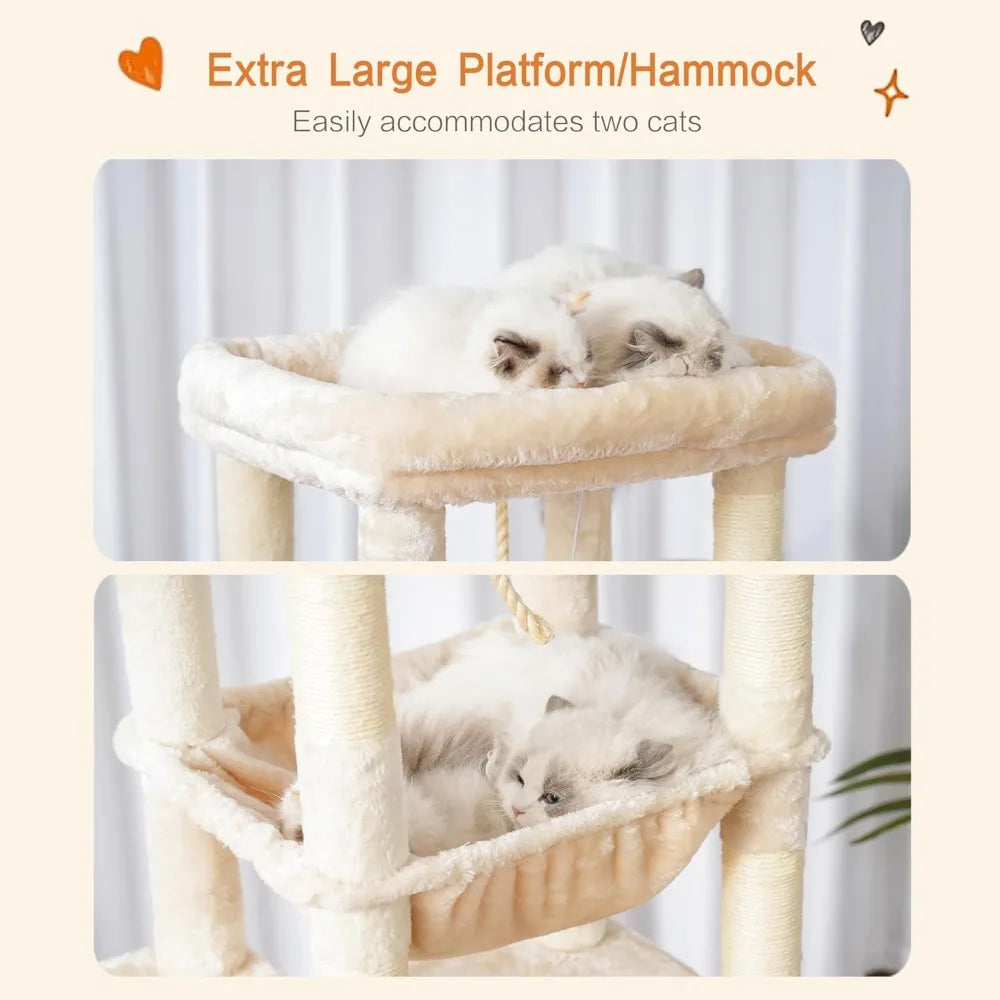 Heavy Duty Cat Tree Multi-Level Indoor Condo With Plush