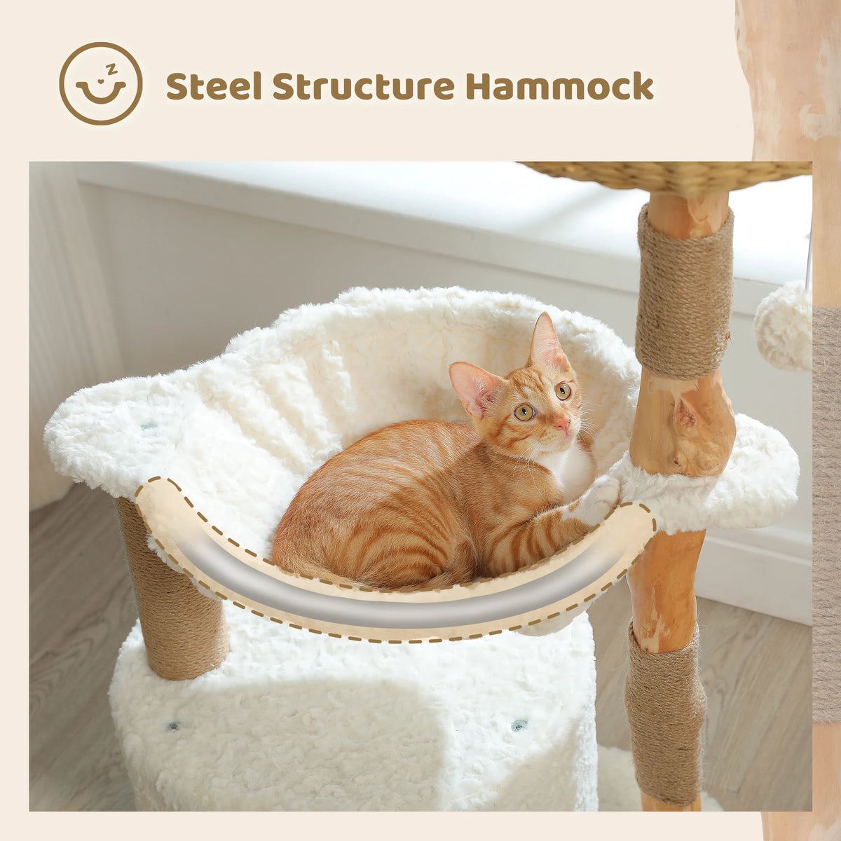 PEQULTI Solid Wood Cat Tree Tower With Condo And Perches