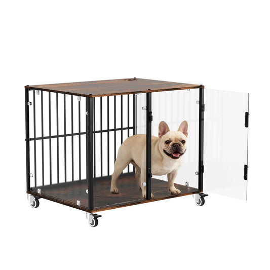 BINGOPAW Indoor Dog Cage End Table Kennel With Wheels
