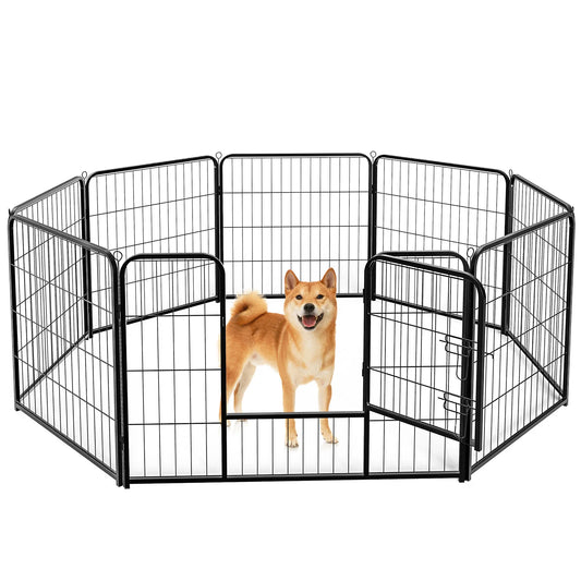 JHK Metal 8 Panel Dog Playpen Fence Foldable Indoor Outdoor