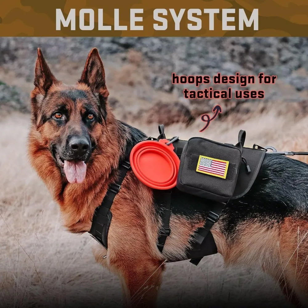 XMSJ Tactical Dog Harness And Collar With Bungee Leash