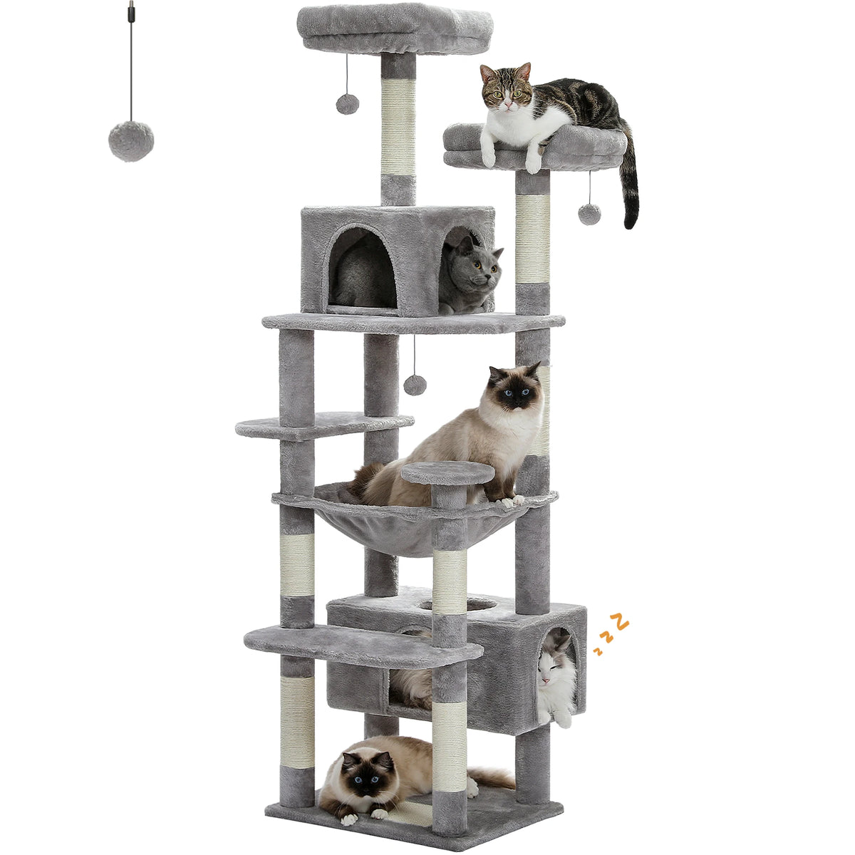 PEQULTI Multi Level Cat Tree Tower With Scratching Posts Hammock And Condo