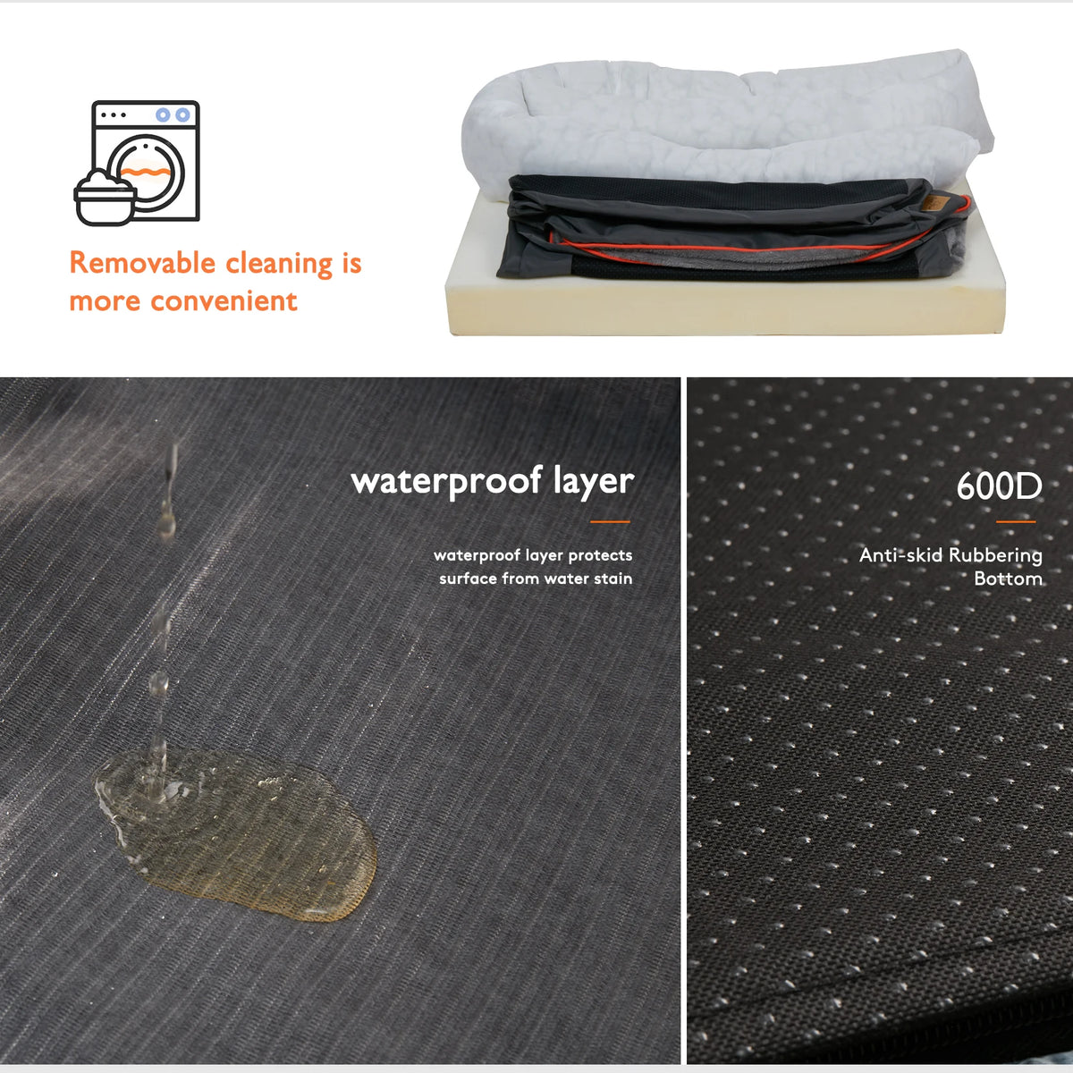 BINGOPAWCN Dog Bed Soft Anti Allergy Fleece Removable Washable Cover